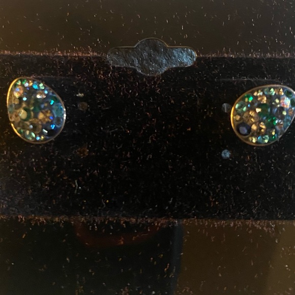 Swarovski multi color crystal studs/ pierced earrings in hold tone setting. 5” - Picture 3 of 5